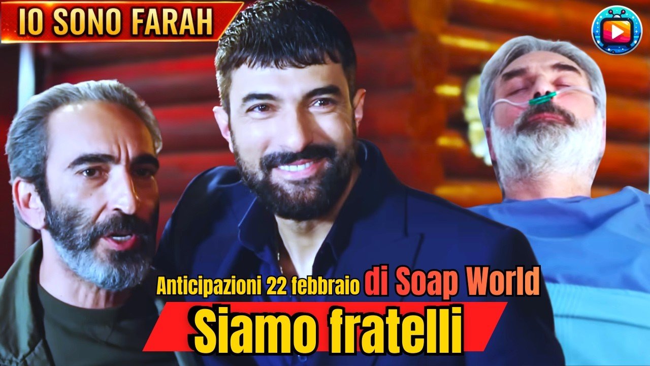 Mehmet con la barba brizzolata e lo sguardo teso, Tahir che sorride in giacca blu scura e Mahmud incosciente in un letto d'ospedale con la cannula dell'ossigeno