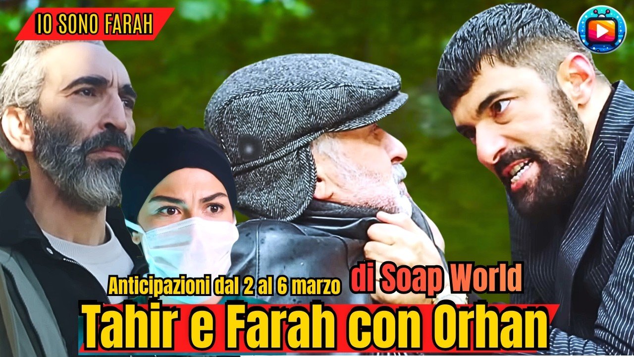Tahir afferra per il bavero un uomo anziano con la coppola in un bosco sotto la pioggia; accanto, Mehmet in giacca scura osserva serio e Farah, con cuffia e mascherina da sala operatoria, guarda preoccupata