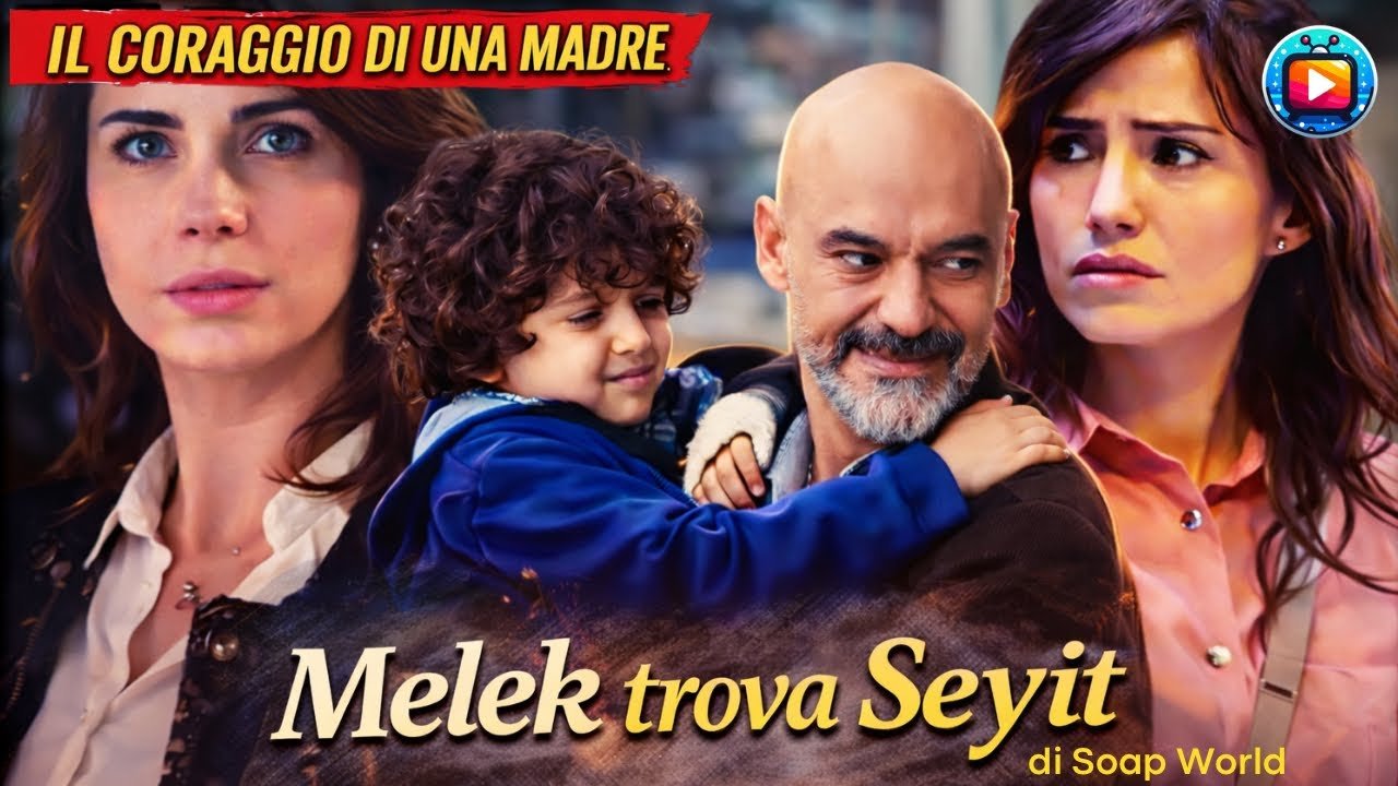 Melek di profilo a sinistra con lo sguardo fisso davanti a se, al centro il piccolo Seyit Ali in felpa blu aggrappato al collo del nonno Seyit Ali, che lo tiene in braccio e sorride, e a destra Funda con l'espressione tesa e preoccupata