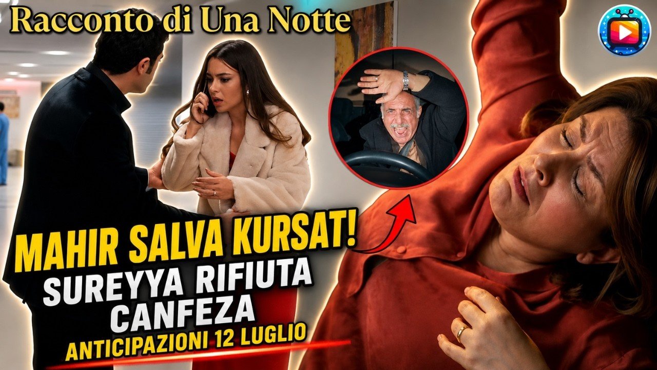 Mahir trattiene per un braccio Canfeza, in abito rosso e pelliccia bianca, mentre lei parla al telefono sconvolta nel corridoio di un ospedale; accanto, Kursat urla al volante dell'auto e Sureyya si porta la mano al petto con gli occhi chiusi.