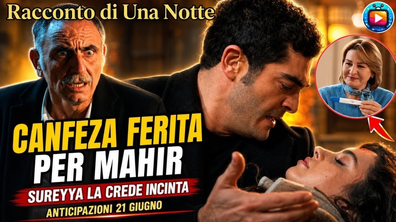 Mahir chino su Canfeza priva di sensi mentre la sorregge, accanto a lui Kursat con lo sguardo sconvolto e, in un tondo, Sureyya sorridente con in mano un test di gravidanza