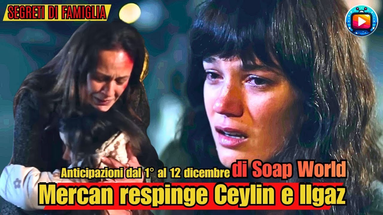 Una donna con una ferita sulla fronte stringe a sé una bambina nel buio; accanto, il primo piano di Ceylin con il volto rigato di lacrime