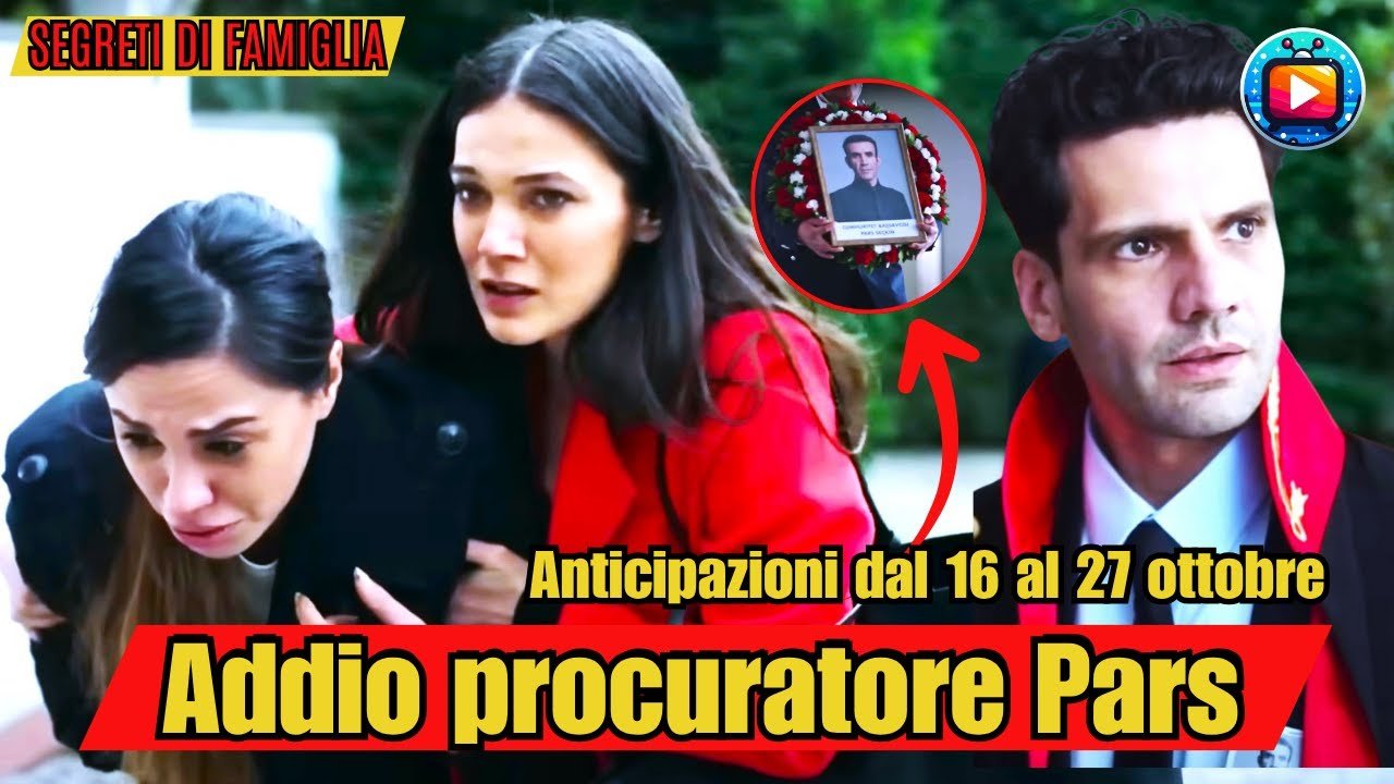 Ceylin, in cappotto rosso, sorregge all'aperto una donna piegata in due dal pianto; accanto Ilgaz in toga nera dal collo rosso guarda serio; in un riquadro tondo un uomo regge una corona funebre con la fotografia incorniciata di Pars.