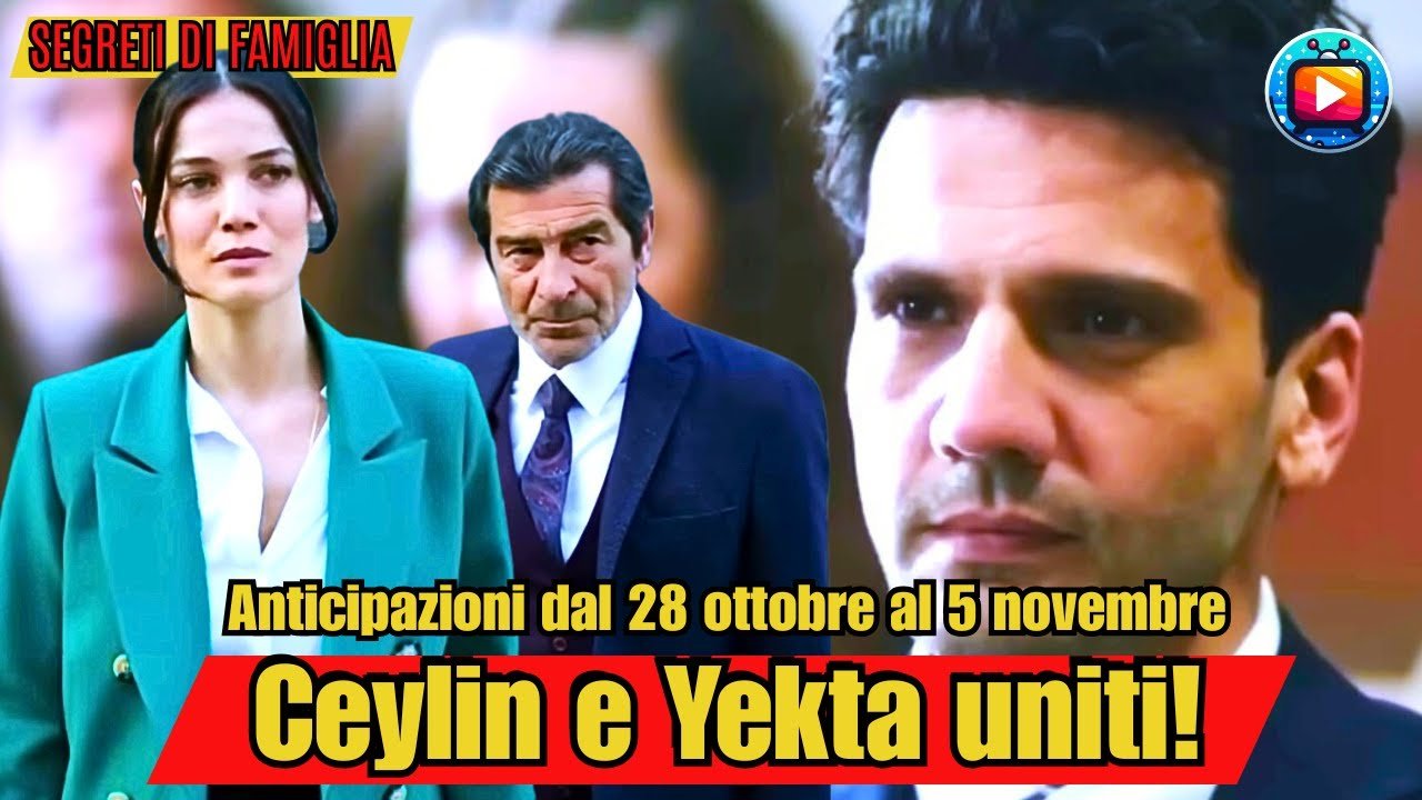 Ceylin, in blazer verde acqua e capelli raccolti, cammina seria lungo un corridoio del tribunale; dietro di lei Yekta in abito scuro e cravatta la osserva; a destra, in primo piano, il volto teso di Ilgaz in giacca scura.