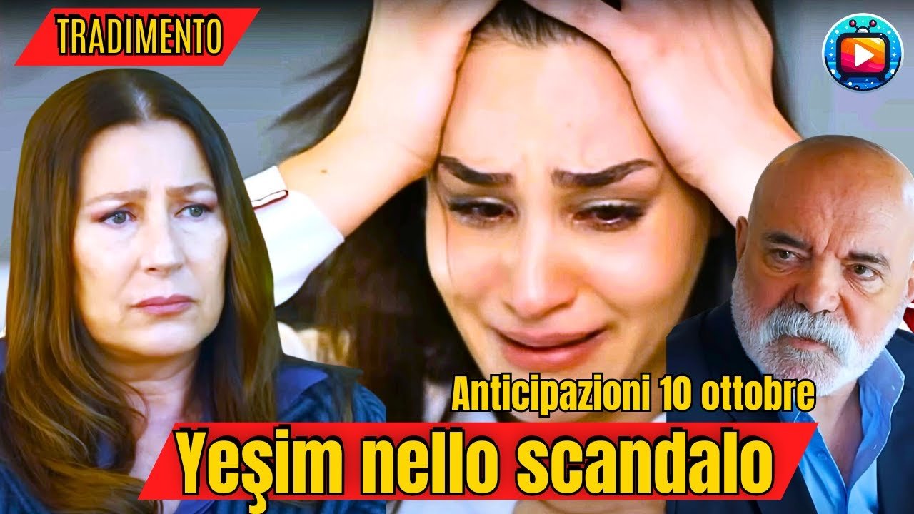 Guzide con lo sguardo preoccupato a sinistra, al centro Yesim in lacrime che si stringe la testa fra le mani, a destra Sezai con il volto severo